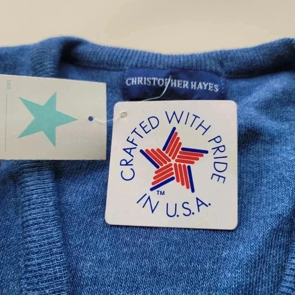NWT VTG Christopher Hayes Sweater Mens Blue Denim Heather Pullover V Neck Sz M - Picture 8 of 10